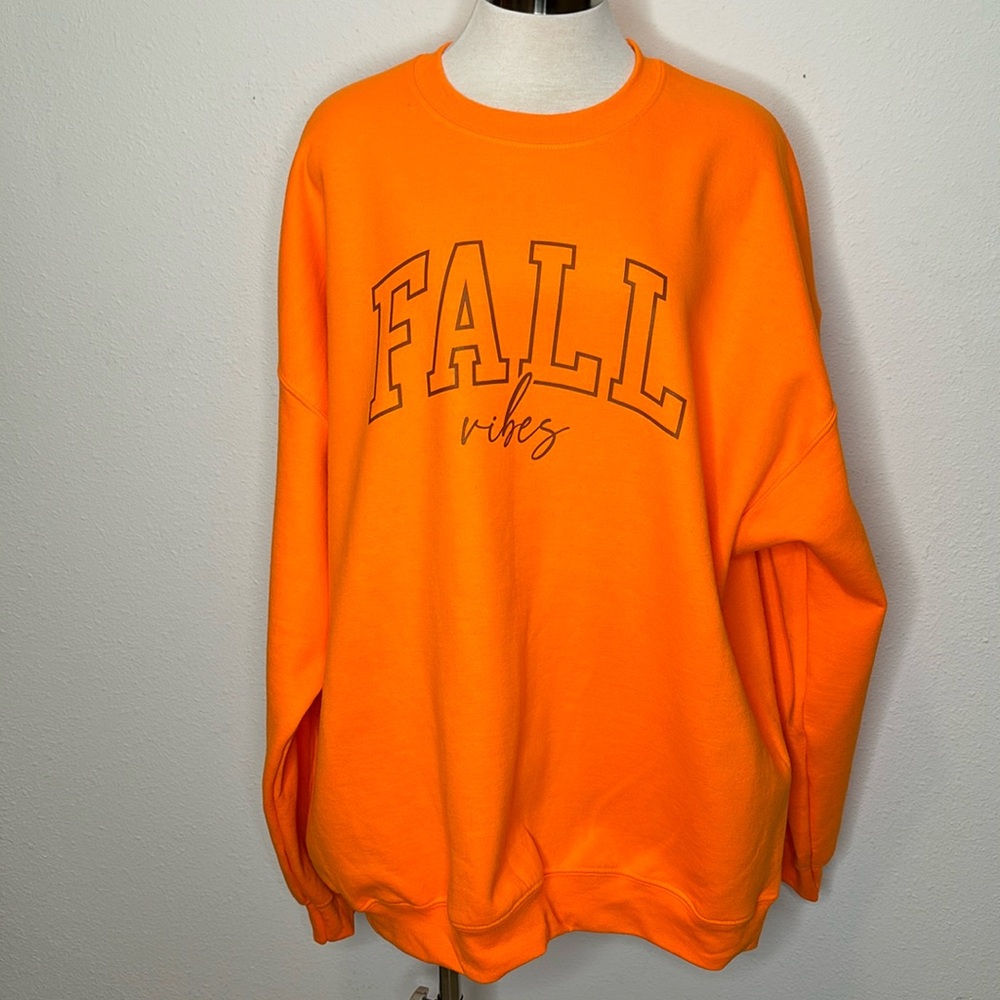 Fall Vibes size 2XL bright orange sweatshirt